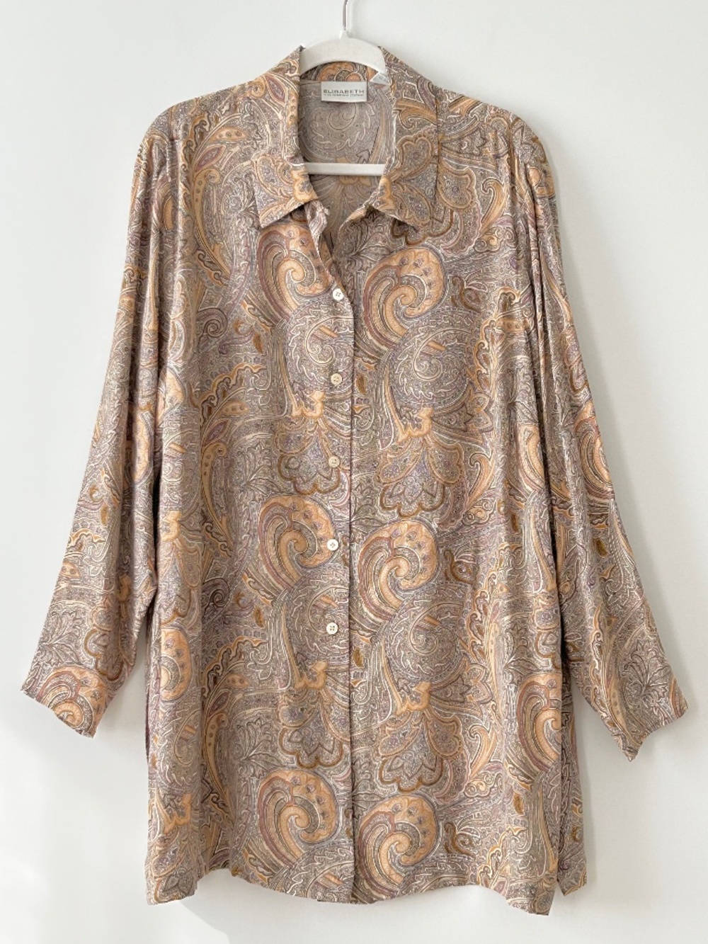 Elisabeth Liz Claiborne 100% Silk Paisley Tunic Shirt